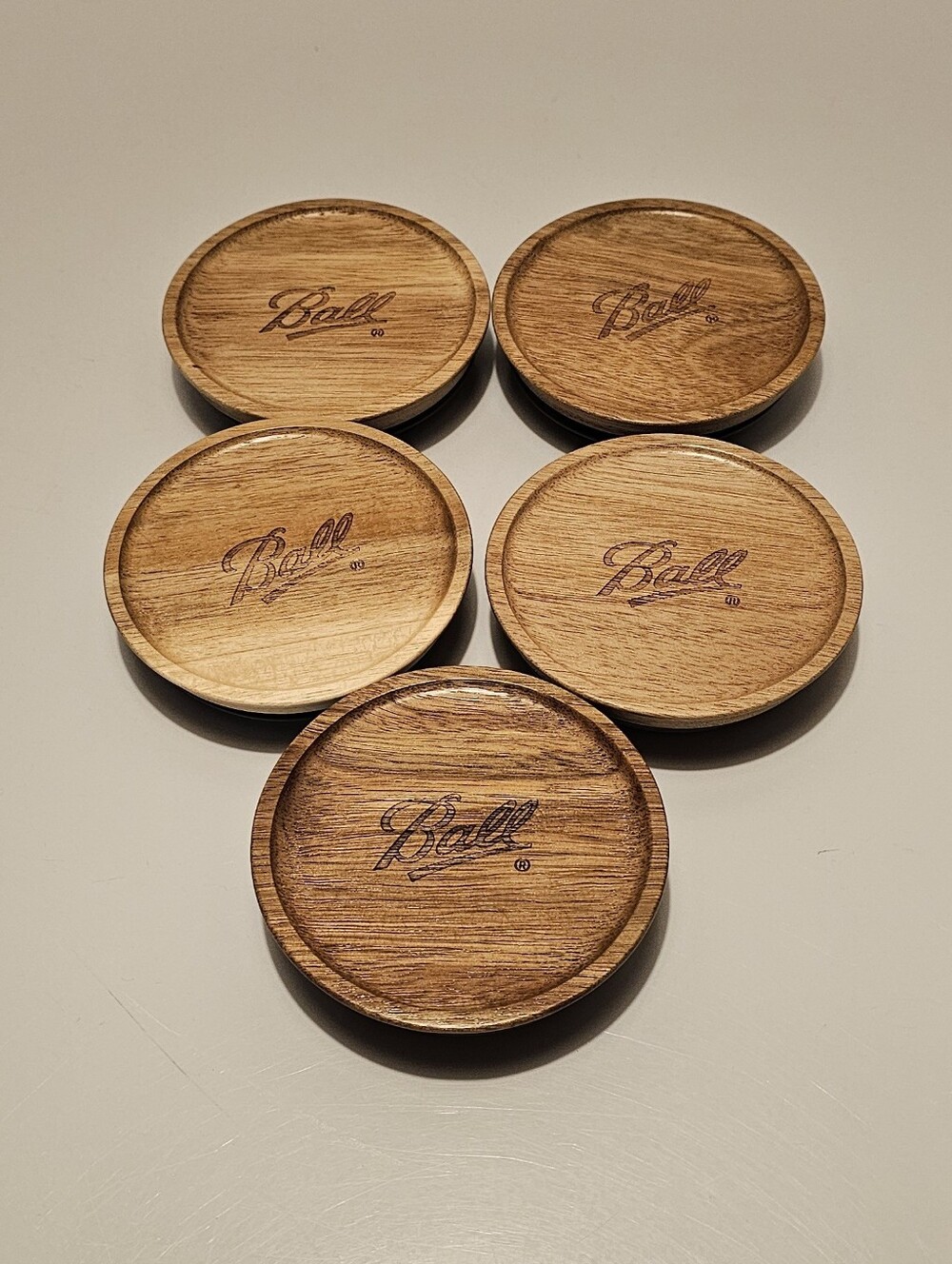 Ball Wide Mouth Wood & Silicone Jar Lids * Set Of 5